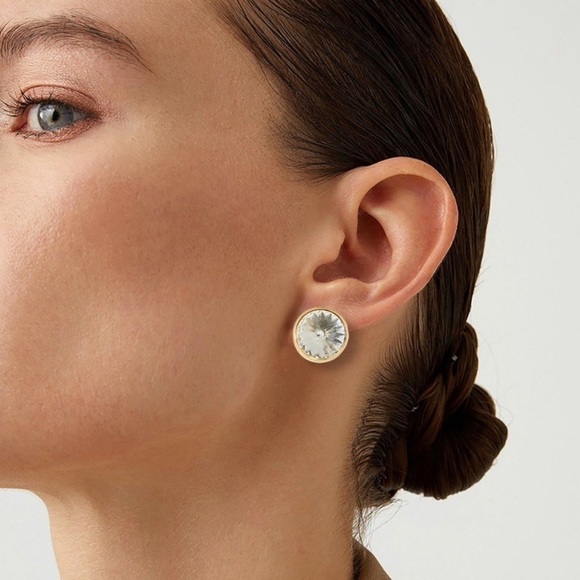 LES BERNARD • Vintage Crystal Clear Reflecting Pool Earrings - Picture 2 of 4